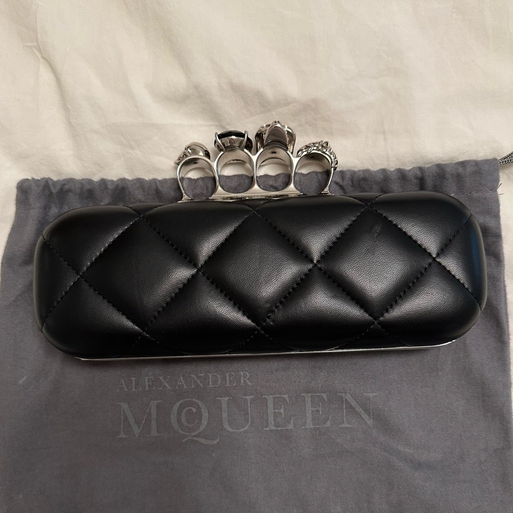 Alexander McQueen Skull Knuckle Black Clutch